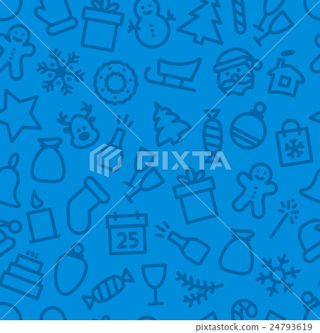 Christmas icon set seamless pattern - Stock Illustration [24793619] - PIXTA