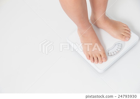 Woman measuring weight · white back Woman measuring weight · white back 24793930