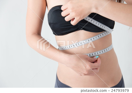 Woman measuring bust · white back 24793979