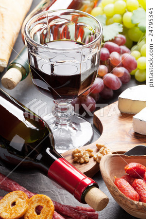 Wine, grape, cheese, sausages Wine, grape, cheese, sausages 24795345
