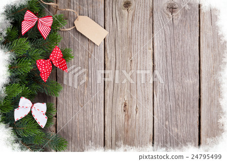 Christmas background with fir tree and bow decor Christmas background with fir tree and bow decor 24795499
