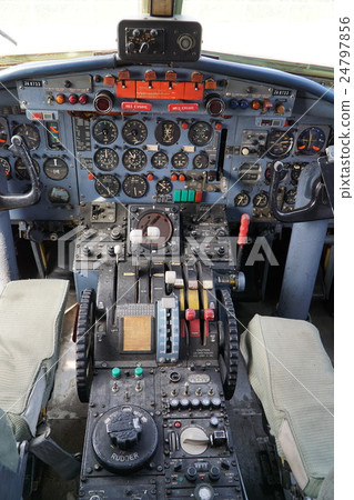The cockpit of the propeller aircraft (YS - 11) which has been exhibited at Saga Airport and has finished active service The cockpit of the propeller aircraft (YS - 11) which has been exhibited at Saga Airport and has finished active service 24797856