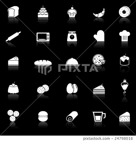 Bakery icons with reflect on black background Bakery icons with reflect on black background 24798018