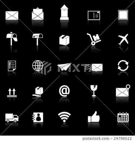 Post icons with reflect on black background Post icons with reflect on black background 24798022