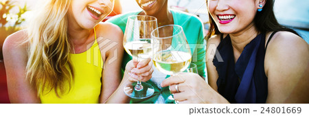 Girls Cheers Drinking Toast Talking Chilling Concept Girls Cheers Drinking Toast Talking Chilling Concept 24801669