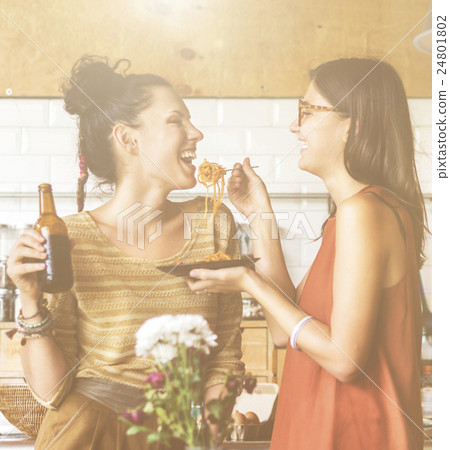 Women Friends Lifestyle Eating Happiness Concept Women Friends Lifestyle Eating Happiness Concept 24801802