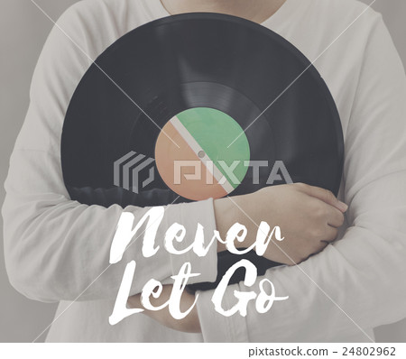Female Holding Vinyl Music Graphic Concept 24802962