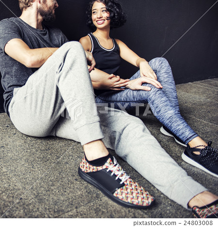 Stretching Athlete Couple Wellness Workout Fit Concept 24803008