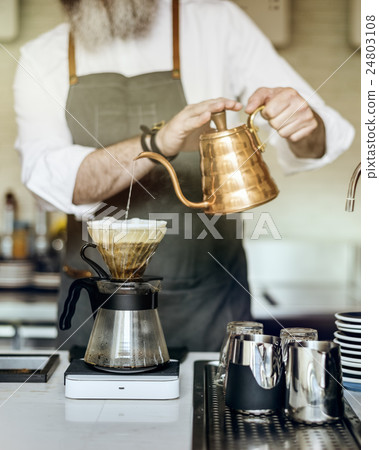 Barista Prepare Coffee Working Order Concept Barista Prepare Coffee Working Order Concept 24803108