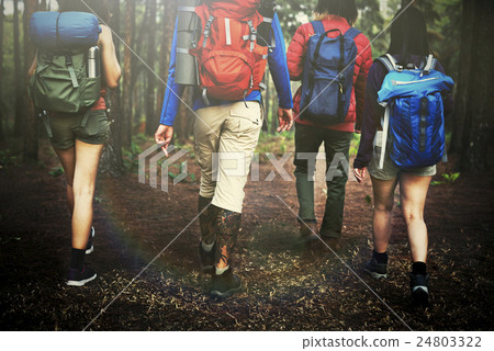 Camping Backpacker Walking Friendship Togetherness Concept Camping Backpacker Walking Friendship Togetherness Concept 24803322