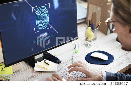 Fingerprint Scan Biometrics Identify Authorization Concept Fingerprint Scan Biometrics Identify Authorization Concept 24803637