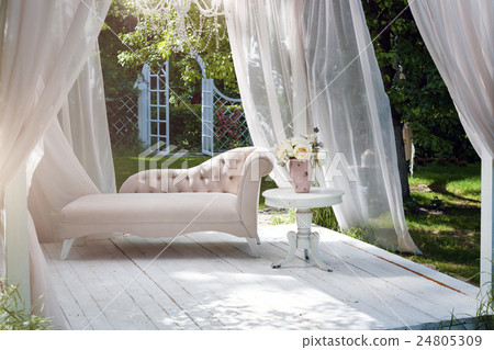 Summer garden gazebo with curtains and sofa for Summer garden gazebo with curtains and sofa for 24805309