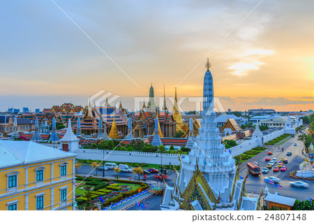 Grand palace and Wat phra keaw at sunset bangkok, Grand palace and Wat phra keaw at sunset bangkok, 24807148