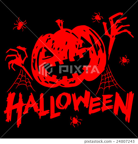 jack-o-lantern pumpkin head with spider, cobweb 24807243
