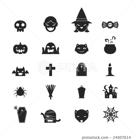 Halloween icons set black and white color design-插圖素材 [24807614] - PIXTA圖庫