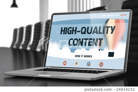 High-quality Content Concept on Laptop Screen. 3D. High-quality Content Concept on Laptop Screen. 3D. 24814232