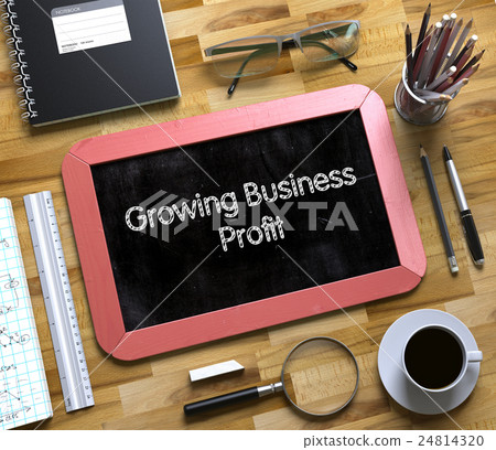 Small Chalkboard with Growing Business Profit 24814320