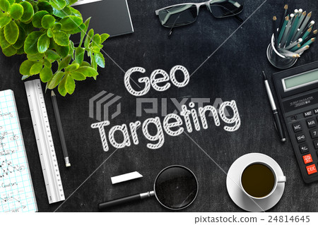 Black Chalkboard with Geo Targeting Concept. 3D Black Chalkboard with Geo Targeting Concept. 3D 24814645