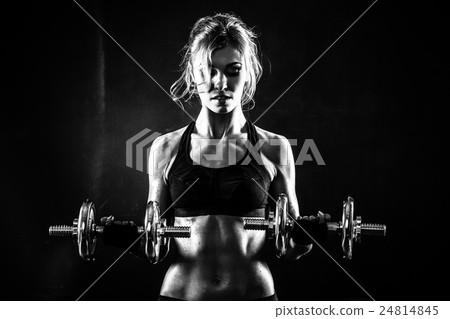 Fitness with dumbbells 24814845
