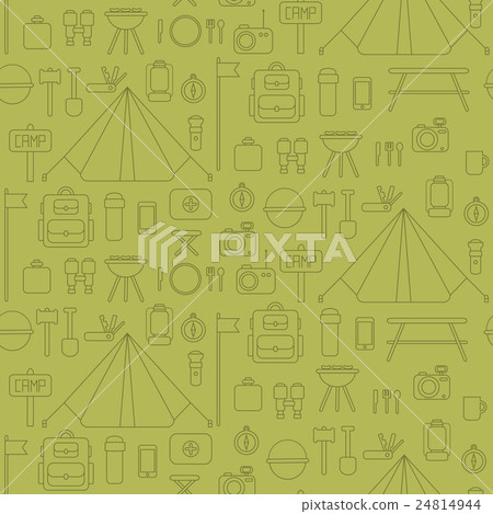 Seamless pattern of flat colorful vector camping - Stock Illustration ...