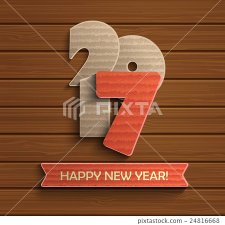 Happy new year 2017 design on wood background. - Stock Illustration ...