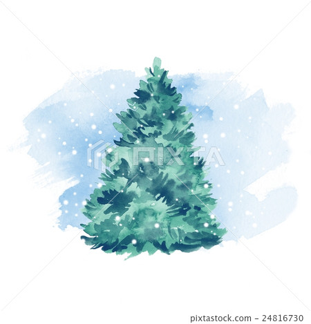 Green fir tree and snow. Winter background Green fir tree and snow. Winter background 24816730