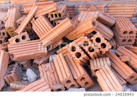 pile of bricks in construction site with brick 24816943