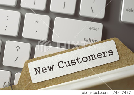 Card File with Inscription New Customers. 3D Card File with Inscription New Customers. 3D 24817437