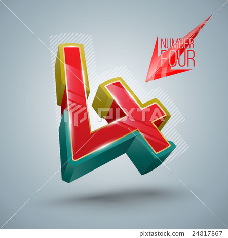 Vector Number Four 3D style. Vector Number Four 3D style. 24817867