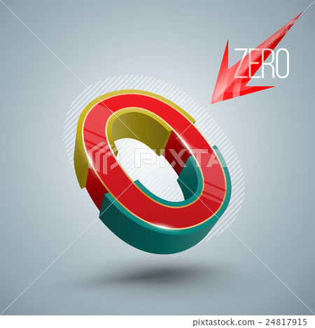 Vector Number Zero 3D style. Vector Number Zero 3D style. 24817915