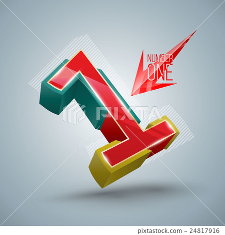 Vector Number one 3D style. Vector Number one 3D style. 24817916