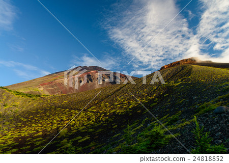 從Mt. Fuji庭院花園,Mt. Hoei的山頂視圖 從Mt. Fuji庭院花園,Mt. Hoei的山頂視圖 24818852