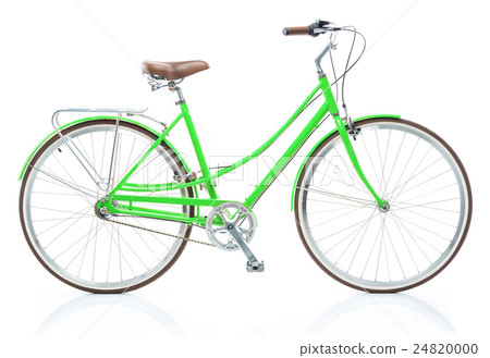 Stylish womens green bicycle isolated on white 24820000