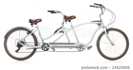 Retro styled tandem bicycle isolated on a white 24820006