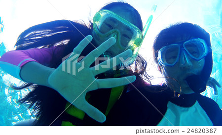 Underwater photography of Tokashikijima Island, Okinawa Observation of tropical fish with parent and child 24820387