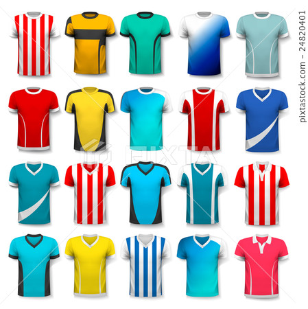 Collection of various soccer jerseys. Collection of various soccer jerseys. 24820401