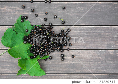 Black currants heap closeup on rustic wood Black currants heap closeup on rustic wood 24820741