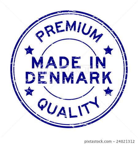 Grunge blue premium quality made in Denmark stamp 24821312