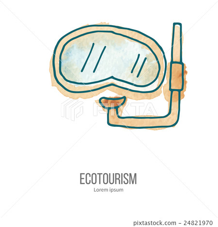 Vector ecotourism doodle on watercolor texture Vector ecotourism doodle on watercolor texture 24821970