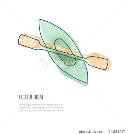Vector ecotourism doodle on watercolor texture 24821971