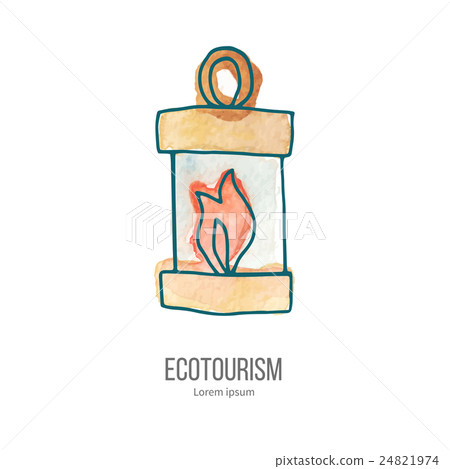 Vector ecotourism doodle on watercolor texture 24821974