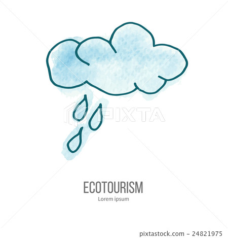Vector ecotourism doodle on watercolor texture 24821975
