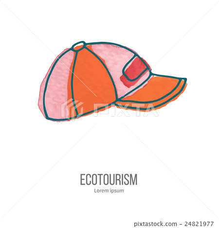 Vector ecotourism doodle on watercolor texture 24821977