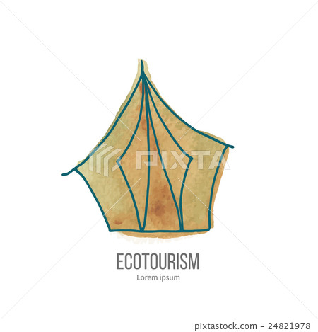Vector ecotourism doodle on watercolor texture 24821978