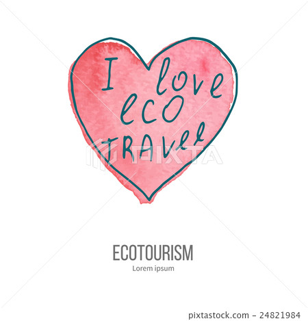 Vector ecotourism doodle on watercolor texture 24821984