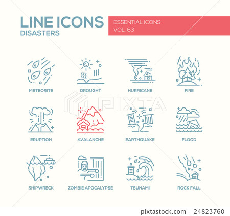 Disasters - line design icons set 24823760