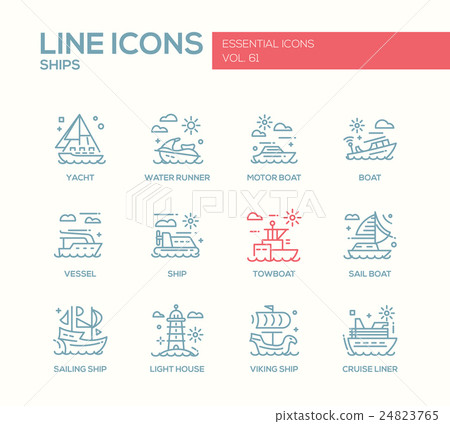 Ships - line design icons set Ships - line design icons set 24823765