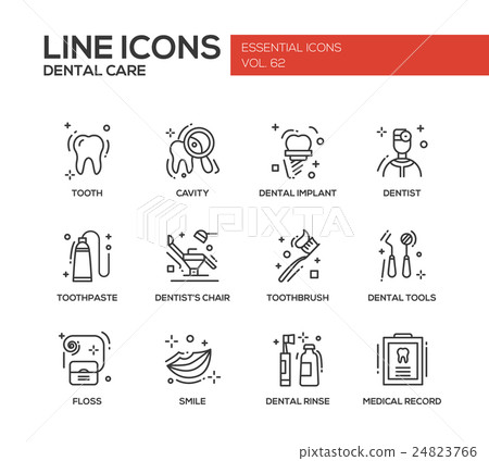 Dental Care - line design icons set 24823766