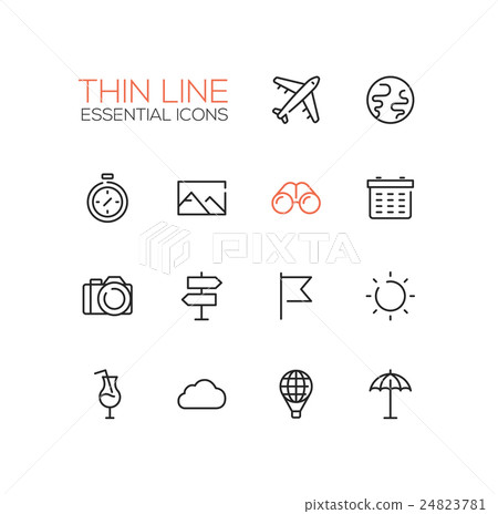Travel Symbols - thick line design icons set 24823781
