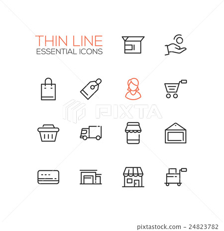 Shopping and Delivery Symbols - thick line design 24823782